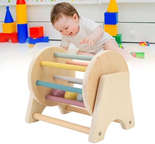 Mingzhe Wooden Rattle Rolling Drum Logic Thinking Hand Eye Coordination Cylinder Roller for Toddlers - Image 2