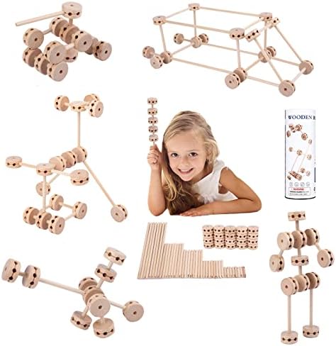 Wooden Building Blocks STEM Educational Preschool Construction Toy for Kids by Unknown