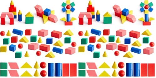 140 Pcs Mini 3D Shapes for Teaching, Wood Building Geometric Solids Blocks by Sotiff