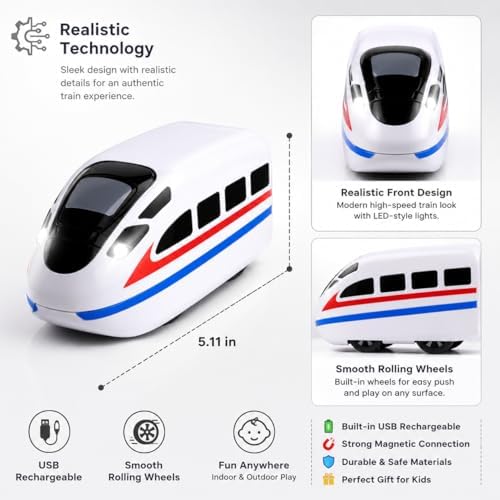 Electric Train Set Replacement Cars USB Rechargeable Add-On Train Cars for Use with Tracks Only(2Pcs) - Image 4