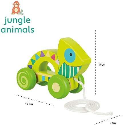 Orange Tree Toys: Pull Along: Chameleon - Wooden Toy, Colorful Wheeled Character, Encourage First Steps, FSC Certified, Toddler & Kids Ages 1+ - Image 3