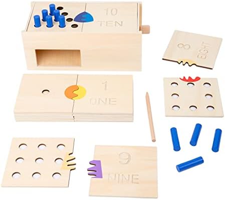 Adena Montessori Toys Wooden Peg Drop Box Tumble Down Counting Pegs Number Games - Fun and Exciting Way to Learn 1-10 Numerals Early Math Skills Development by AdenaMontessori