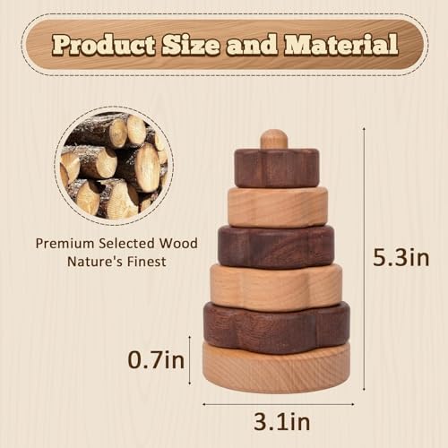 Adena Montessori Wooden Stacking Toy, Flower, 12m+ - Image 2
