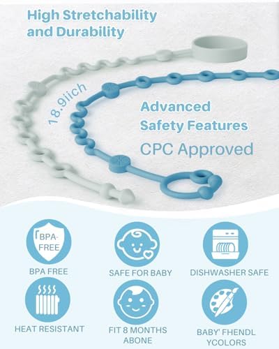 LittleHugs Toy Straps for Stroller, Silicone Baby Tether Pacifier Clip, No Throw Travel Leash for High Chair, Car Seat (Boy-3 Pack) - Image 3