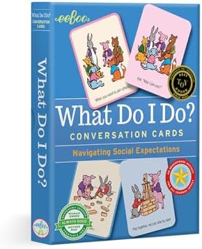 eeBoo: What Do I Do - 48 Conversation Flashcards, Develops Empathy Through Friendly Illustrations of Social Situations, Develop Social and Emotional Intelligence, for Ages 3 and up by eeBoo