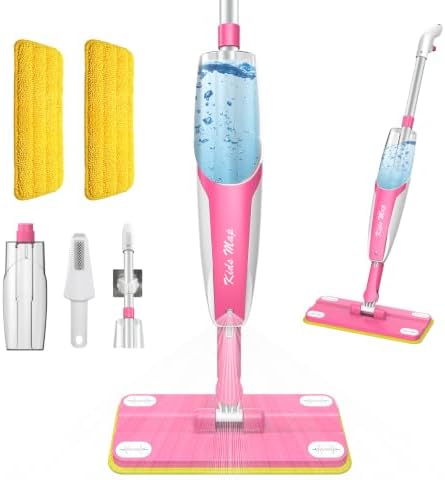 30in Kids Spray Mop, Toddler Cleaning Toy Mop, Magenta by Bluocean