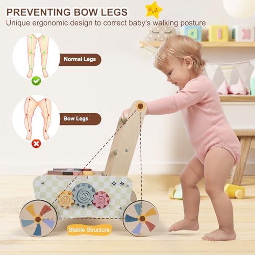 3 in 1 Wooden Baby Walker, Montessori Push Walker for Babies 10-12 Months - Image 5