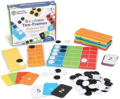 Learning Resources Rainbow Ten-Frames Classroom Set, 140 Pieces - Math Tools for Students Ages 5+, School Supplies and Teacher Resources, Classroom Supplies by LearningResources
