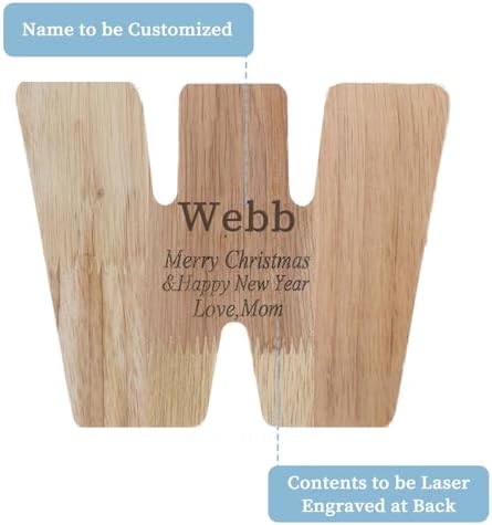 Wooden Letter Piggy Bank for Kids Boys Girls,Personalized Piggy Bank (Laser Engraving),A-Z Letters Coin Bank Money Box Customized Name, for Family Christmas Birthday Gift (W) - Image 2