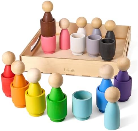 Ulanik Peg Dolls in Cups Montessori Toys for 1 Year Old by Ulanik
