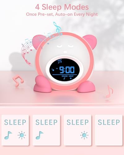 OK to Wake Clock for Kids, Sleep Training Clock with Night Light and Sound Machine, Kids Alarm Clock for Bedrooms (Pink) - Image 5