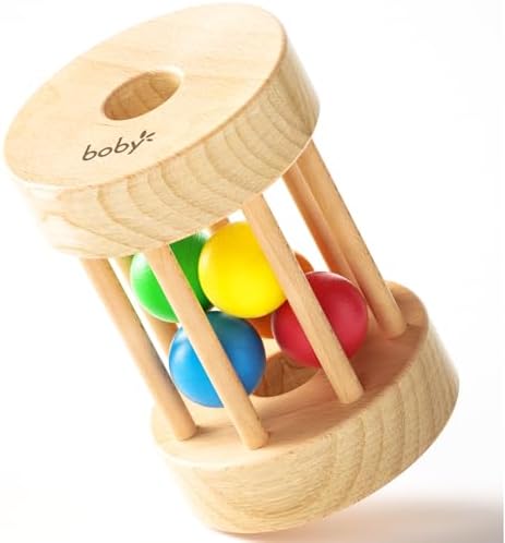 Dailyfunn Montessori Toys Wooden Infant Baby Rolling Rattle Toy for Babies 6-12-18-24 Months Newborn Shower Birthday Gift by DailyfunnToys
