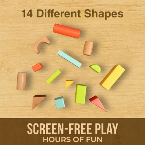 Natural Wood Building Blocks Set, 72 Pastel Color Pieces Castle Construction Blocks with Storage Tray, Educational STEM Learning Toys for Kids, Creative, Screen-Free, Architectural Play System - Image 3