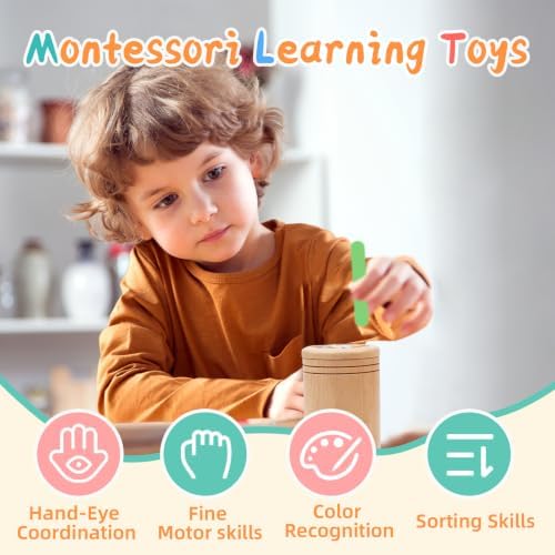 Montessori Wooden Color Sorting Toys for 18 Month Old,Preschool Learning Activities Educational Fine Motor Matching Game,Birthday Gifts for Boys Girls - Image 2