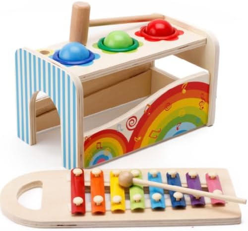 Wooden Pound A Ball Toy, Xylophone Hammer Ball Game by Unknown