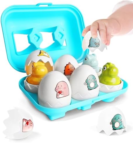 Tinabless Hide & Squeak Dinosaur Eggs, Montessori Sorting & Matching Learning Toys for Toddlers Kids Boys Girls, Easter Basket Stuffers Gifts Party Favors by Tinabless