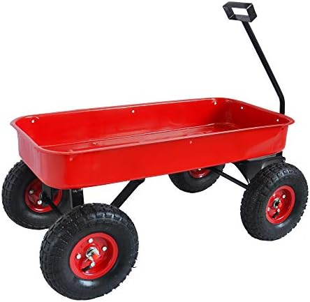 Heavy Duty Kid Wagons for Kids All Terrain Wagon Removable Wooden Wagons, Folding Wagons for Kids Gift, Christmas, Halloween, Back to School (Red) - Image 5