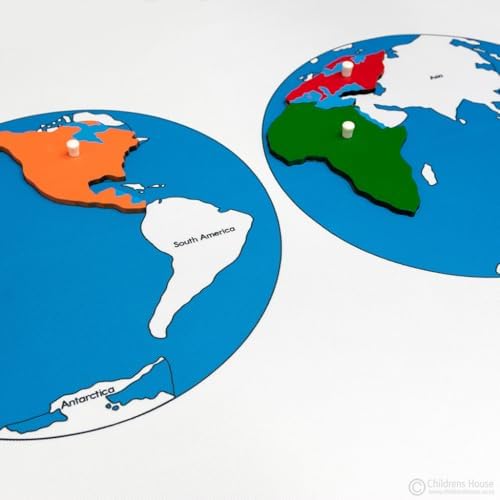 Kinderhuis- 8 Labeled Control maps SET Classroom Grade durable Geography Montessori Materials Casa Elementary Birch wood Africa, Australia, World, Europe, Asia, North America, South America, USA - Image 2