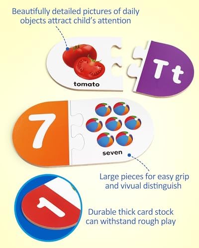 Coogam Learning Alphabet Matching Game, 36pcs Self-Correcting Sight Words Letter Number Cards, Fine Motor Educational Montessori Toy for Preschool Kindergarten 3 4 5 Years Old - Image 5