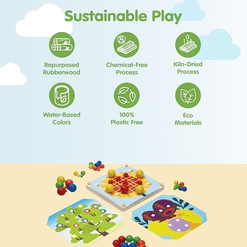 PlanToys® Creative Peg Board Wooden Toy for Kids Ages 3+ Montessori Set - Image 3