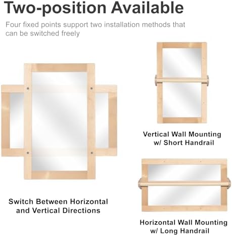 3-in-1 Baby Montessori Non-Shatter Sensory Mirror w/ 2 Pull Up Bars - Image 4