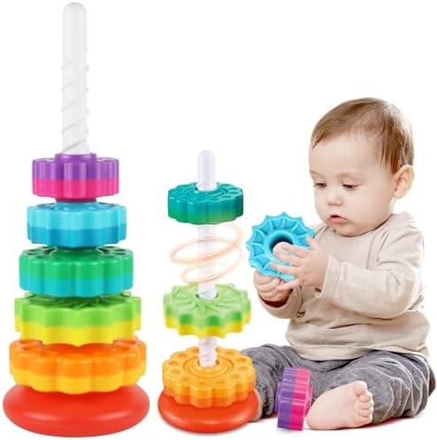 Baby Spinning Stacking Toys for Toddlers 1-3, Spinner Ring Stacker, Montessori Toys for Babies 6-12-18 Months, Autism Sensory Learning Toy, 1 2 3 Year Old Girl or Boy Christmas Birthday Gifts by Unknown
