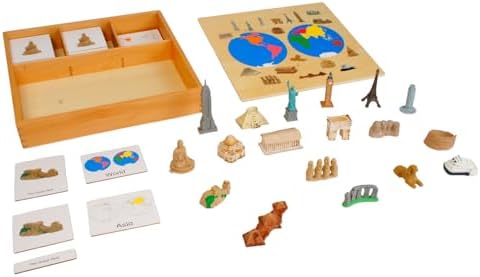ancona World Landmarks and Continents Geography Learning Set, Spanish/English Bilingual, Montessori Preschool Memory Matching Game Box - Image 2