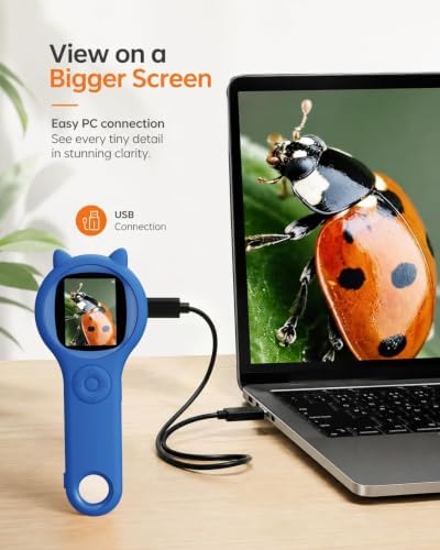 Kids Digital Microscope for Boys, 500X Handheld Pocket Microscope with 2" IPS Screen, Adventure STEM Toy for Travel, Camping & School Projects Age 5-12 (Dark Blue) - Image 4