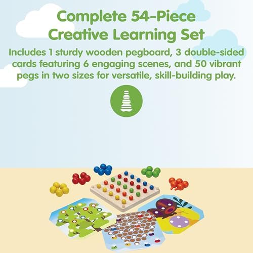 PlanToys® Creative Peg Board Wooden Toy for Kids Ages 3+ Montessori Set - Image 2