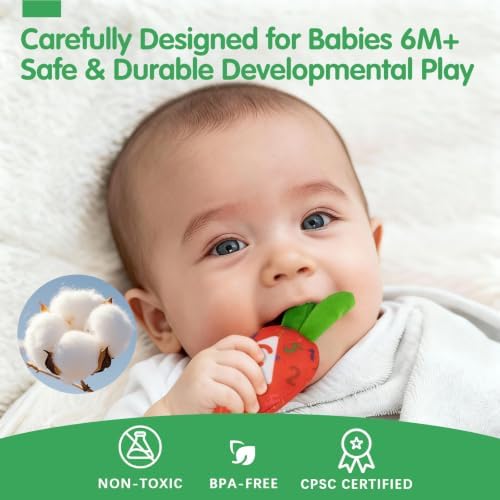 Montessori Toys for 1 Year Old, My First Carrot Garden Baby Toy with Color Sorting, Crinkle & Rattle, Fine Motor Skills, Educational Sensory Toys for 1 2 3 Year Old Boy Girl Gifts Birthday - Image 5