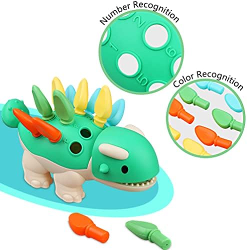 Baby Sensory Toys Toddler Montessori Learning Fine Motor Skills Toy for 6 9 12 18 Month One Year Old Boy Birthday Gift Kid Sorting Stacking Color Recognition Dinosaur Age 1 2 3 4 Educational Toys - Image 4