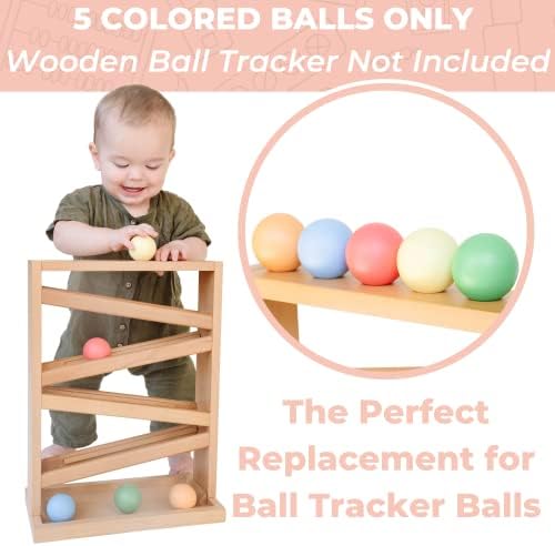 Rainbow Ball Set for Montessori Ball Tracker - Multicolored Replacement Set - Color Object Permanence Balls - Wood Toys for 3 Year Old - Educational Toy for Baby and Toddler - Image 3