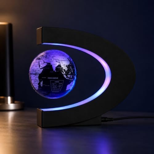 Magnetic Levitating Globe with 7-Color LED Lights, 360° Rotating Floating World Map Lamp, STEM Educational Night Light for Geography Learning, Cool Desk Decor & Unique Gift for Kids & Adults - Image 5