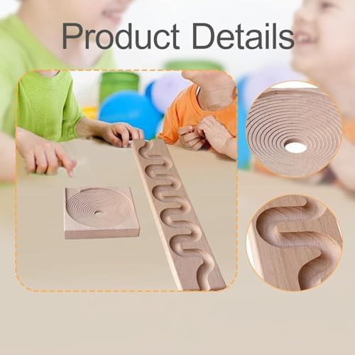 Wooden Marble Run Sensory Toy, DIY Ball Drop Track for Kids Ages 3-5, Fine Motor Skills Learning Gift, Style B - Image 7