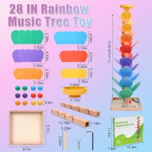 Wooden Marble Run Music Tree, Marble Run Montessori Toy for Kids Ages 3+ - Image 2