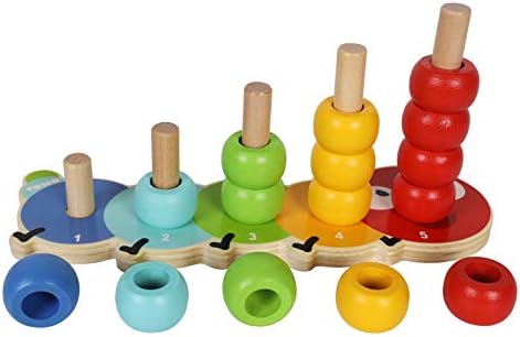 TOWO Wooden Stacking Rings Toy, Caterpillar Counting Ring Stacker - Image 6