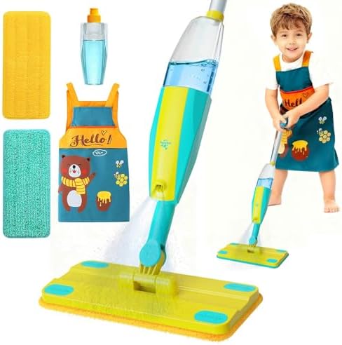 Toddler Cleaning Set with Kids Spray Mop and Apron, Montessori Toys Ages 3+ by Unknown