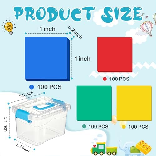 Jexine 400 Pcs Foam Square Counters Color Tiles Square Color Sorting Tiles Math Counters Manipulatives, Sorting Toy, Counting, Learning, Classroom Crafts, Bingo for Kids with Storage Box - Image 2
