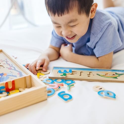 Melissa & Doug See & Spell Wooden Educational Toy with 8 Double-Sided Spelling Boards and 64 Letters Preschool Learning Activities, See & Spell Learning Toys for Kids Ages 4+ - Image 2