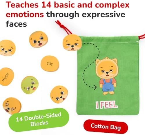 Bimi Boo Emotion Stacking Blocks for Toddlers - Montessori Social-Emotional Learning Toy Set (Set of 14 Wooden Stones) - Image 2