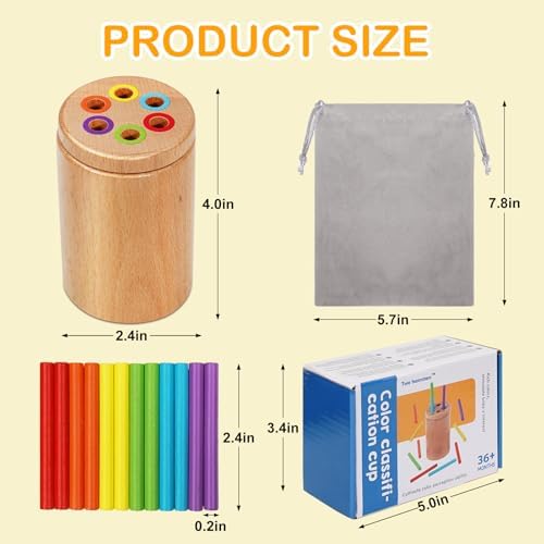 Montessori Toys for 1-3 Year Old, Travel Toys for Toddlers Wooden Color Sorting Stacking Toy for 18+ Month Old Boys Girls Learning Gift for 2-4 Year Old Kids Christmas Birthday Stocking Stuffers - Image 6