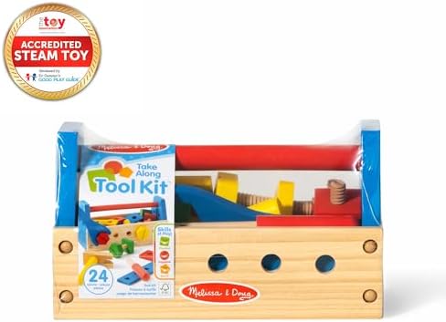 Melissa & Doug Take-Along Tool Kit Wooden Construction Toy (24 pcs) - Image 3