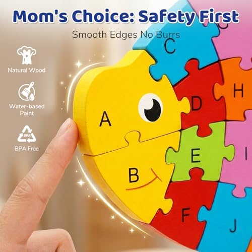 LovesTown Puzzle for Kids, Wooden, 3D Goldfish Shape - Image 3