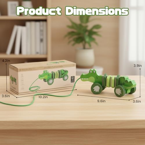 Baby Toys Car,Wooden Pull Along Toy for Toddlers 1 2 3 Year Olds - Image 4