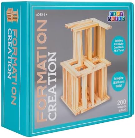 Wooden Building Blocks Set - 200-Piece Plank Block Construction Toys, STEM Educational Wood Toy for Kids and Toddlers - Image 2