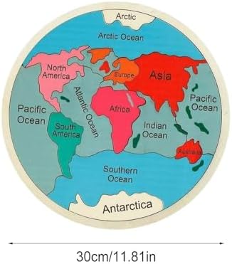 Map Puzzle - Wood Continents Shape Matching Toy,Colorful Geography Jigsaw Puzzles for Kids Children Boys Preschool Kindergarten Home Playroom - Image 7