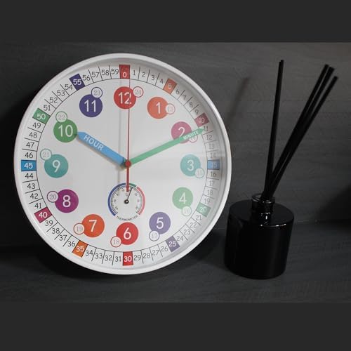 Learning Time Clock for Kids ，10Inch Colorful Clock Face Silent Clocks，Bedroom,Kitchen,Classroom,Clear Digital，Décor at School, Clear Digital Wall Clock for Kids Room (White) - Image 6