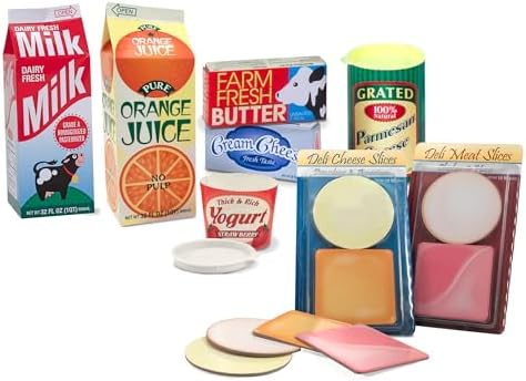 Melissa & Doug Fridge Fillers Grocery Play Food Cartons (8 Pieces) Wooden Toy Groceries, Pretend Play Food, Kitchen Accessories for Kids Ages 3+ - FSC Certified by Unknown