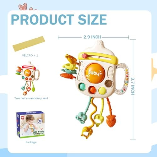Montessori Baby Sensory Toys for 6-12 Months, Silicone Pull String Teething Toy, Infant Fidget Travel Toys, Airplane Travel Essentials, Newborn Baby Christmas & Birthday Gift for Babies - Image 5