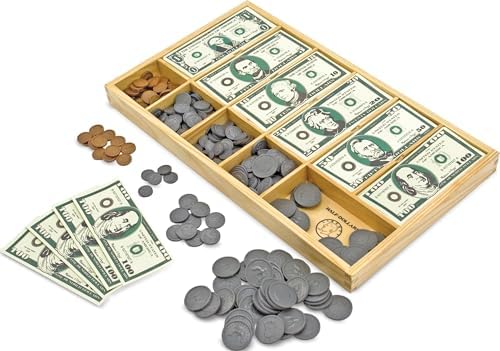 Melissa & Doug Play Money Set - Educational Toy with Paper Bills and Plastic Coins (50 of Each Denomination) and Wooden Cash Drawer for Storage by Unknown